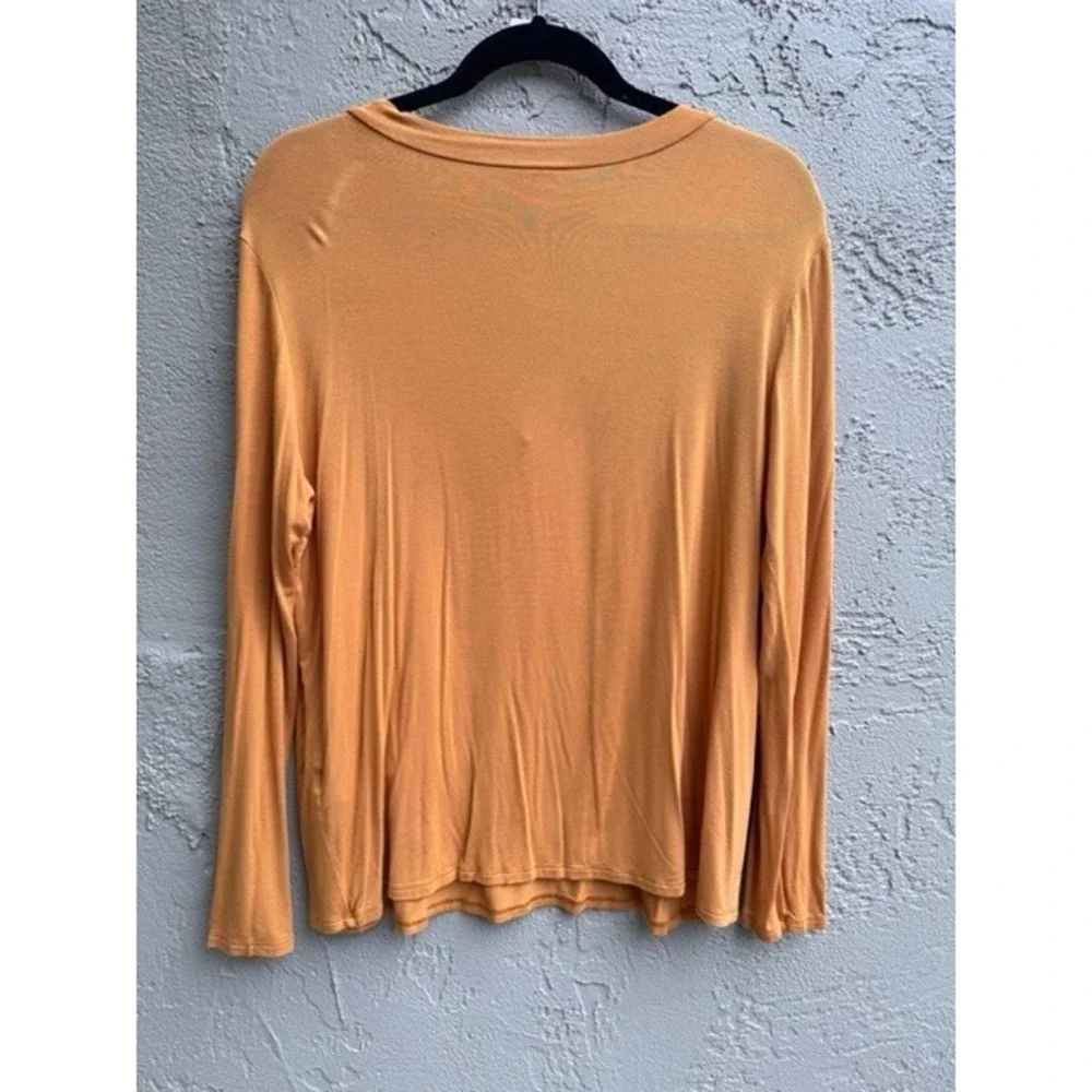 MTS Mustard Top Bamboo Boho Earthy Capsule Minimalist V-Neck Long Sleeve - Picture 7 of 7
